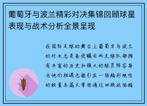 葡萄牙与波兰精彩对决集锦回顾球星表现与战术分析全景呈现